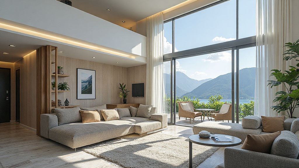modern interior design, cozy living room